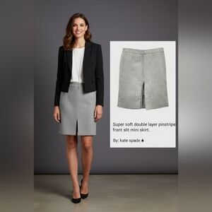 KATE SPADE SATURDAY SILVER GREY DOUBLE LAYER LAYOVER PENCIL SKIRT SIZE 4